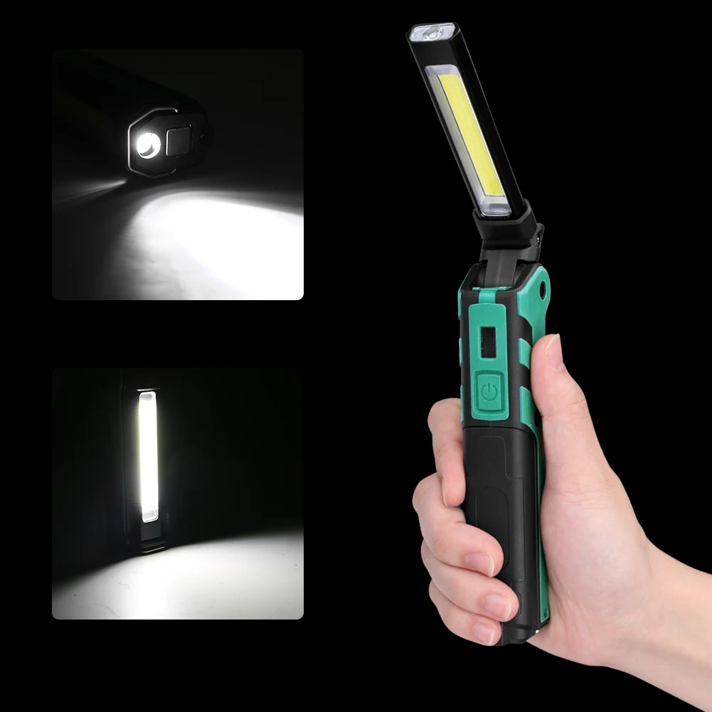 2019 Večnamensko COB LED Svetilka Delo Svetlobe, USB Polnilne baterije Zmogljiva baterijska svetilka Svetilka rep magnet WorkLight