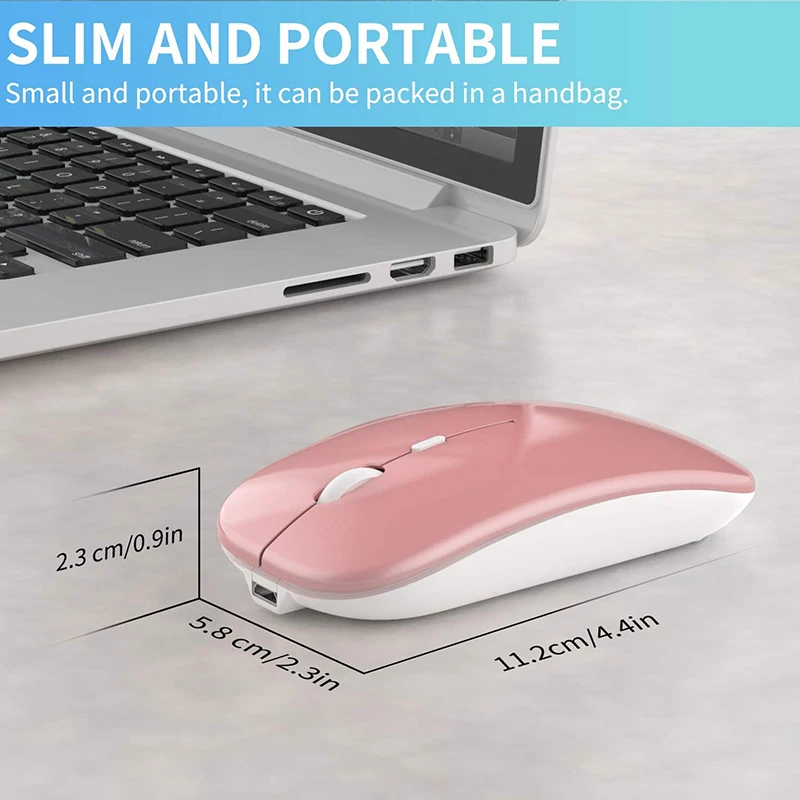 Neslišno za Miško z USB Sprejemnik,Slim Dvojni Način delovanja(Bluetooth+USB) za ponovno Polnjenje Brezžična Miška za Prenosni RAČUNALNIK