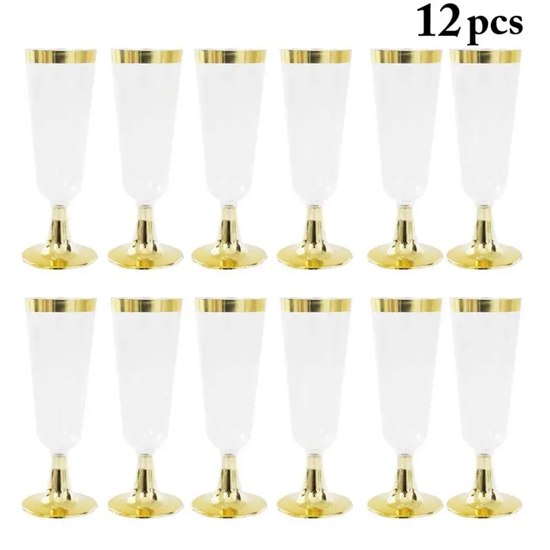 12PCS Poroko Šampanjec Flavta Ustvarjalne Pregleden Enkratno uporabo Plastičnih Poroko Pokal kozarcem Penine Pitne Posoda Za Stranke