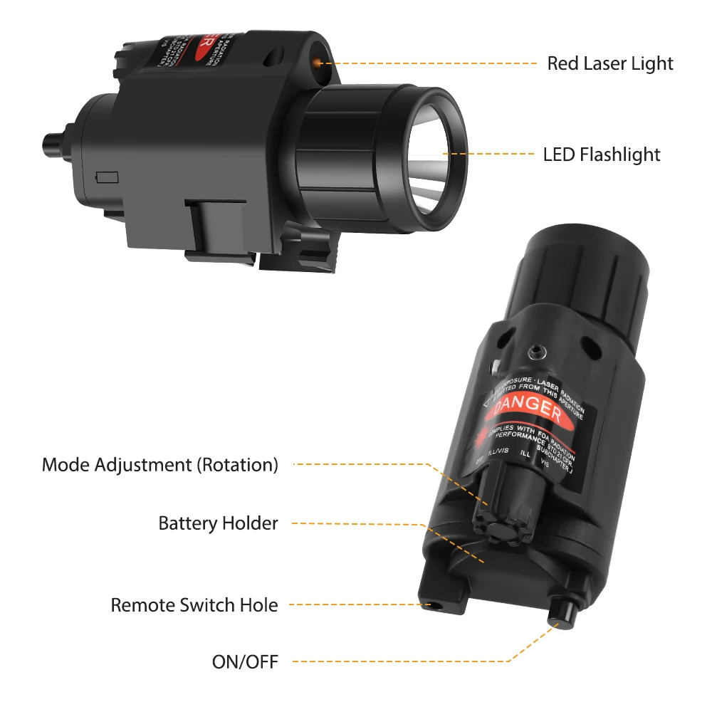 Taktično LED Orožje Pištolo Lahka Svetilka z Daljinskim upravljalnikom Preklopite Red Dot Laser Pogled Vojaške Airsoft Pištolo Pištolo Luč za 20 mm Železnici