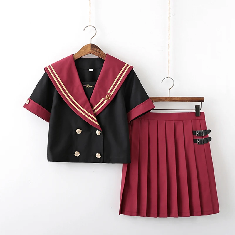 Novo Prodajo Japonski Šoli Enotno Rose Vezene JK Uniforme Anime Cosplay Šola Dekleta Mornar Obleke Srčkan Študent Oblačila