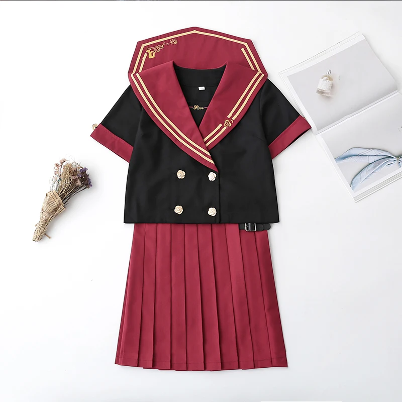 Novo Prodajo Japonski Šoli Enotno Rose Vezene JK Uniforme Anime Cosplay Šola Dekleta Mornar Obleke Srčkan Študent Oblačila