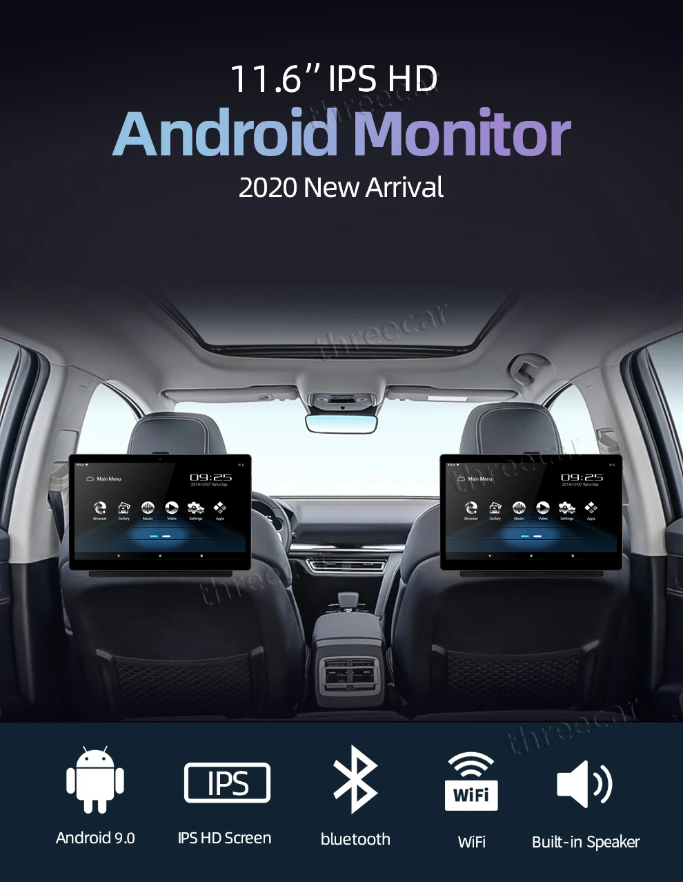 11 inch Android Avto Vzglavnik Monitor, 1920*1080 IPS Zaslon, GPS, WIFI 4G/Bluetooth/USB/SD/FM/Kamera MP5 Predvajalnik Videa brezplačne baterije