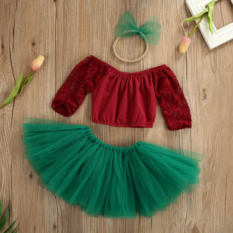 Za Malčke Baby Dekleta Princesa Božič Oblačila, Čipke Mozaik Vrh+Tutu Krilo + Lep Bowknot Moda Xmas Obleko