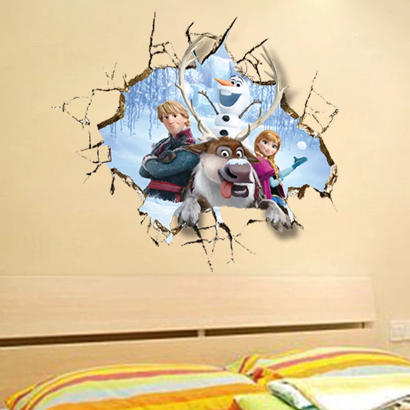 Disney, Zamrznjeno, 2 Otroški Sobi, 3D Nalepke Sneg Puzzle Dekoracijo Vrtec PVC Stenske Nalepke Pegatinas Autocollant Enfant Decals