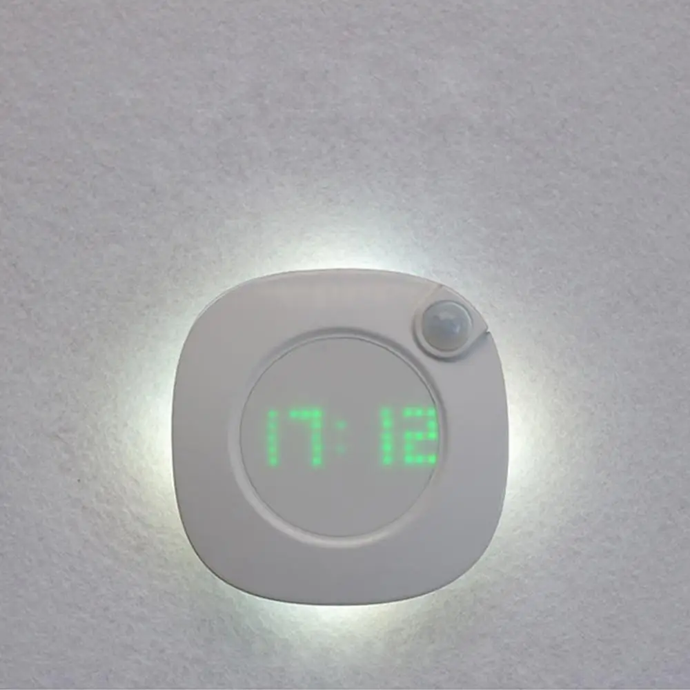 Stenska Ura Z Senzor Gibanja Ponoči Luči USB PIR Senzor Dve Svetlosti Barve Nastavljiva Svetlost Magnet Budilka Nočna Lučka