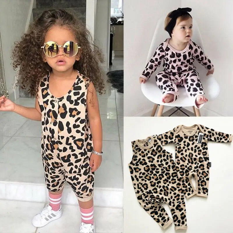 2020 Newborn Baby Girl Boy brez Rokavov Oblačila Leopard Romper Bodysuit Jumpsuit splošno hlače Obleko bombaž Oblačila