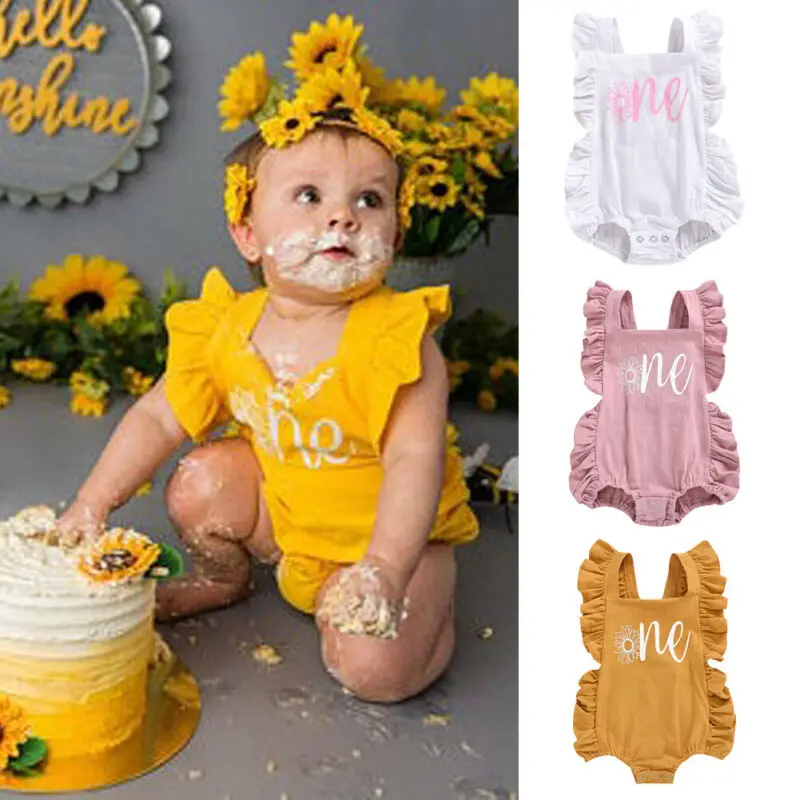 2020 blagovne Znamke Poletje Novorojenega Dojenčka Baby Dekleta Romper brez Rokavov Backless Ruffles Oblačila Romper Obleke 1 st Birthday Jumpsuit Set