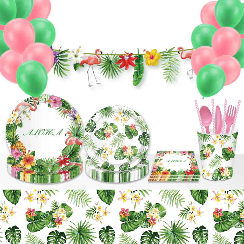 130*220 cm Cvet, Listi Zelene Prtom Havaji Party Dekoracijo Baby Tuš PE Razpoložljivi Tablecover Happy Birthday Party Korist
