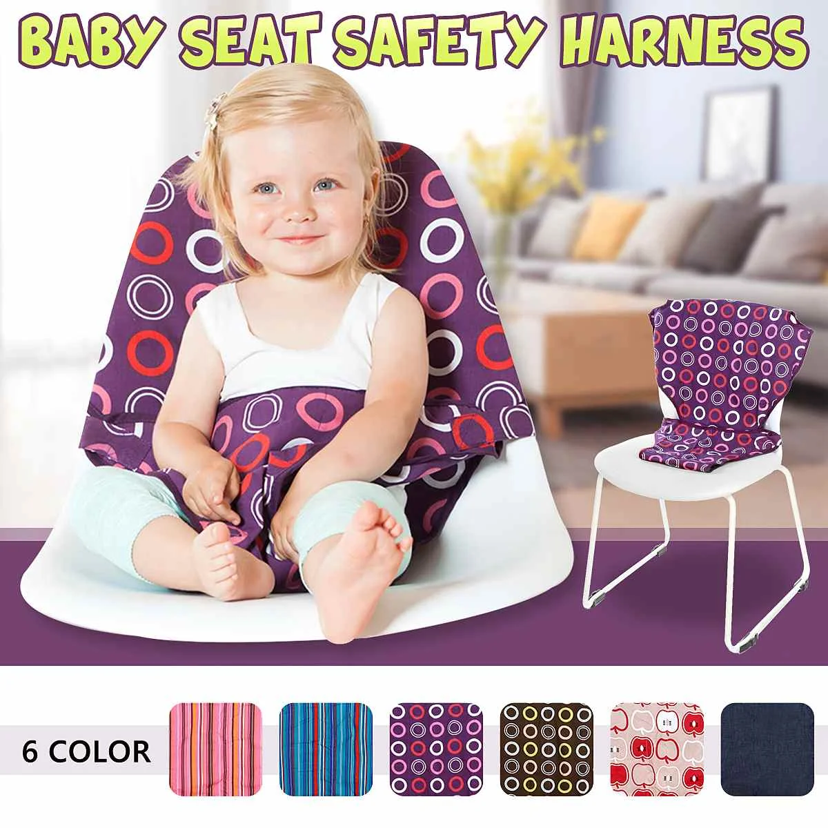 1Pcs Baby Jedilni Stol Varnostnim Pasom Prenosni Sedež Kosilo Stol Sedež Stretch Zaviti Hranjenje Stol Pas baby Booster Sedeža