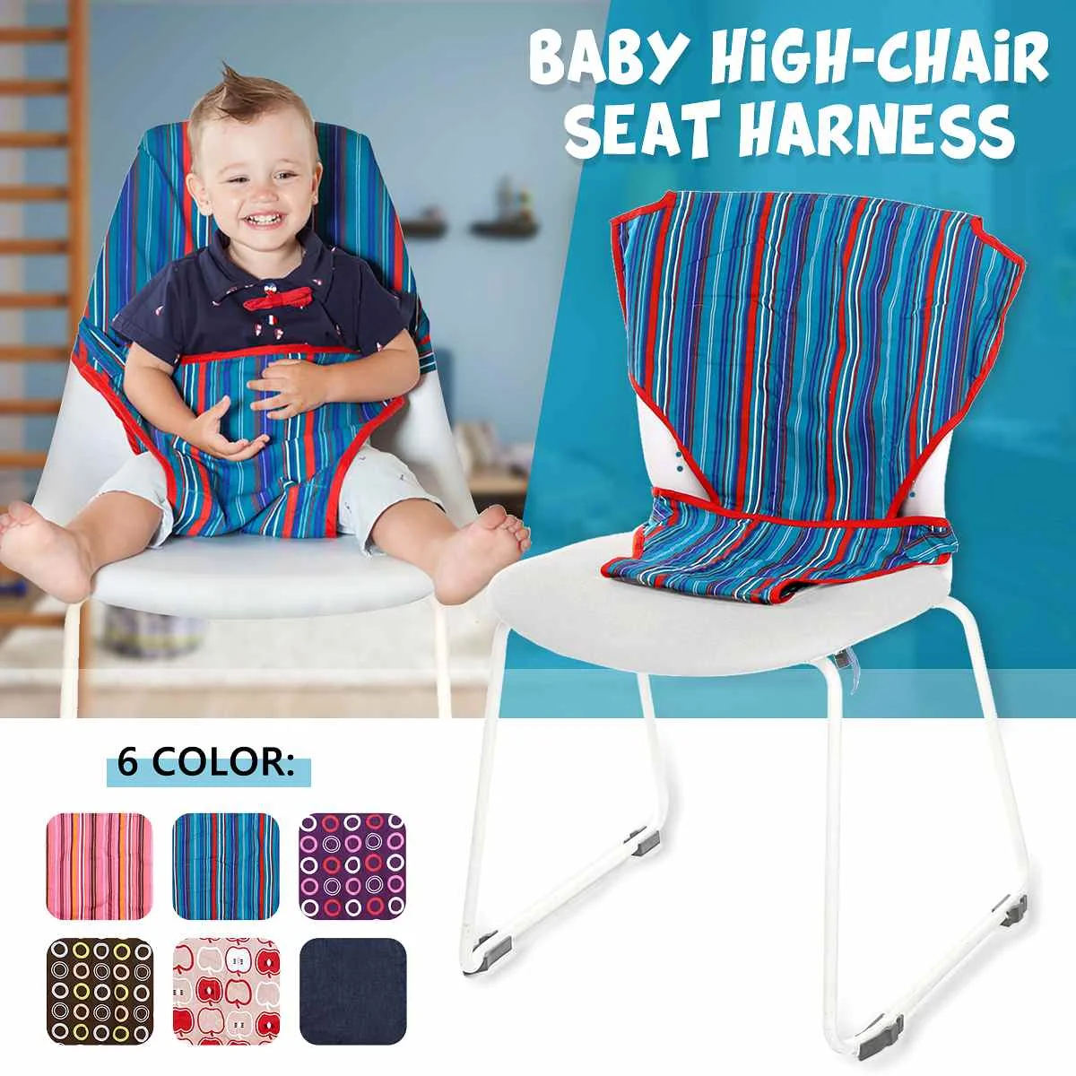 1Pcs Baby Jedilni Stol Varnostnim Pasom Prenosni Sedež Kosilo Stol Sedež Stretch Zaviti Hranjenje Stol Pas baby Booster Sedeža