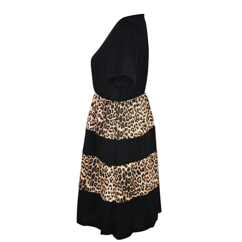 NASHAKAITE Mama in hči ujemanje oblačila Kratek Rokav Leopard Mozaik Mini Obleka za Mati hči obleke Družino Videz