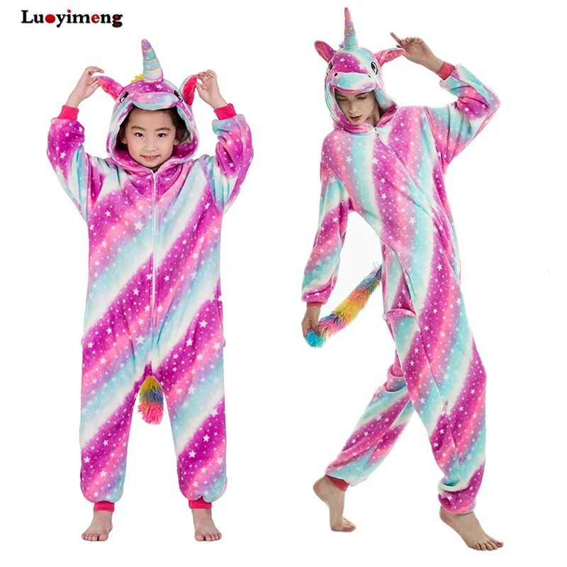 Pozimi Otroci Dekleta Onesies Samorog Pižamo Fantje Risanka Sleepwear Unicornio Pijama Ženske Pižame Homewear Lev More Jumpsuit