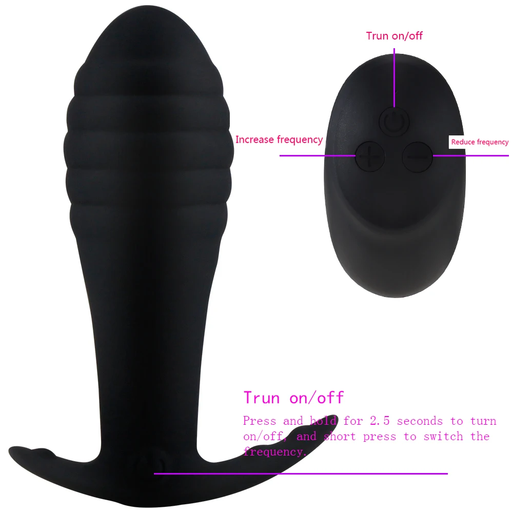 Daljinski upravljalnik Analni Vibrator Prostate Massager Vibrator Butt Plug Polnjenje po vmesniku USB 10 Stimulacije Vzorec Silikonski Anus Sex Igrača za Moške