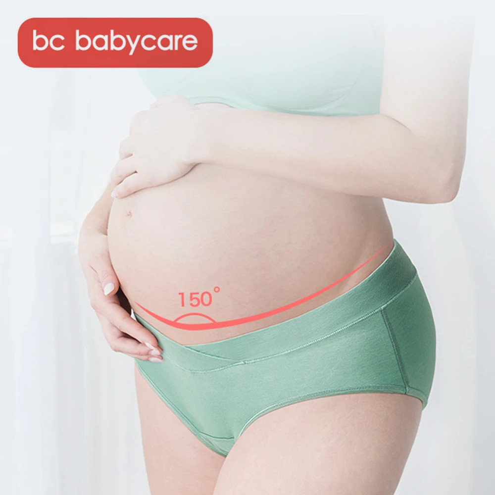 BC Babycare Mehko Bombažno Dihanje V-Oblikovan Nizek Pas Porodniškega Perilo spodnje Hlačke Stretch Trebuh Podporo Ženske Trdna Spodnjice