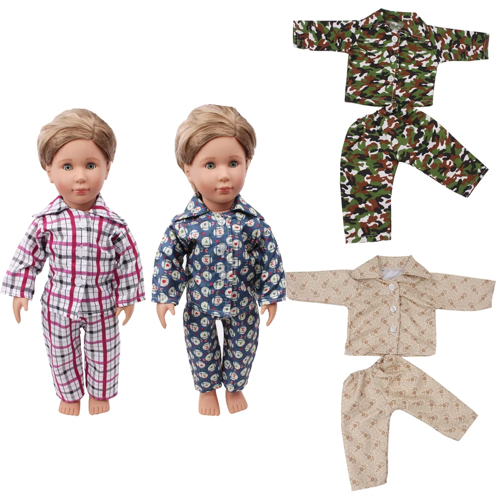 Lutka obleko 4 KOS Fantje natisnjeni pižamo bo ustrezala + hlače igrača primerna oprema 18-inch Dekle lutke in 43 cm baby doll n2-n4