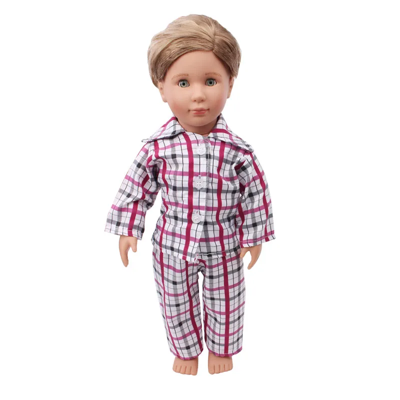 Lutka obleko 4 KOS Fantje natisnjeni pižamo bo ustrezala + hlače igrača primerna oprema 18-inch Dekle lutke in 43 cm baby doll n2-n4