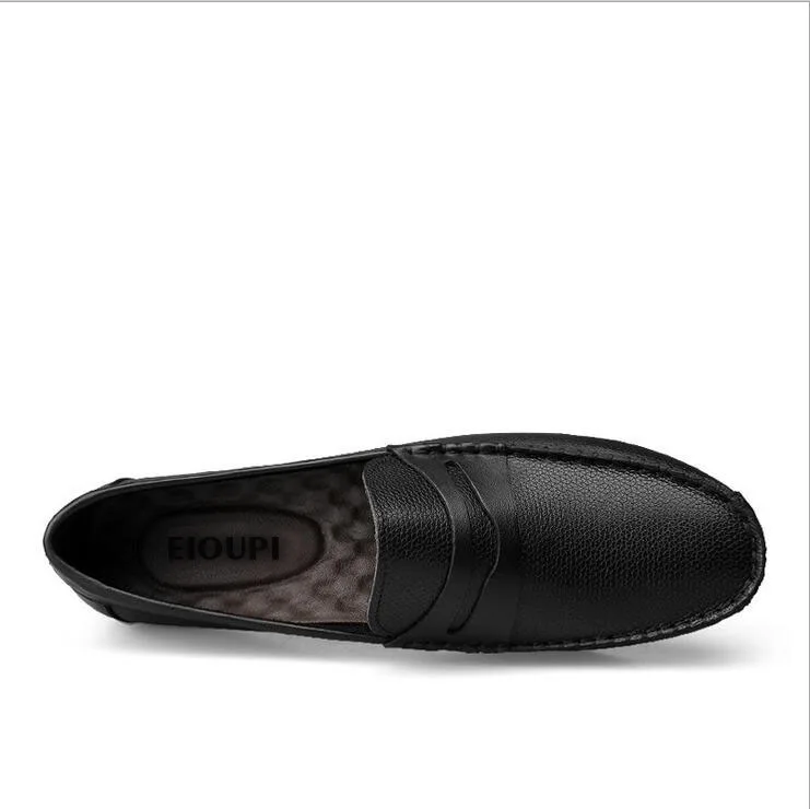 EIOUPI vrh kakovosti nov design resnično pravo usnje mens moda business casual čevelj dihanje moških čoln čevlji lh301