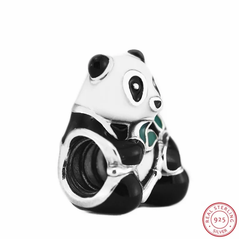 925 Sterling Srebro Sladko Panda Kroglice Multicolor Emajl DIY Fit PANDORA čarobne gumbe za Ženske, Nakit, Izdelava Maskota ali Darilo FL610