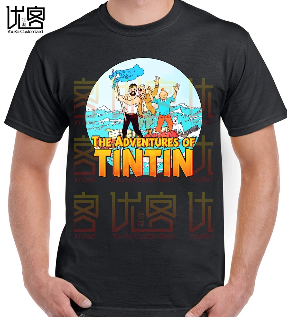 Rdeče morje morski pes morski Adventures Of Tintin T-Shirt Obleko Priljubljena T-Shirt Crewneck Bombaž Tees
