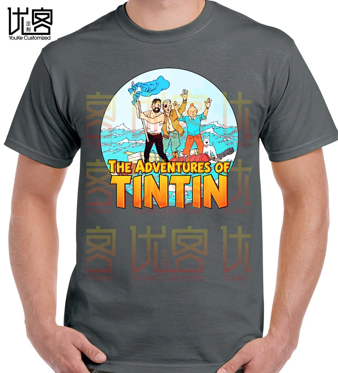 Rdeče morje morski pes morski Adventures Of Tintin T-Shirt Obleko Priljubljena T-Shirt Crewneck Bombaž Tees