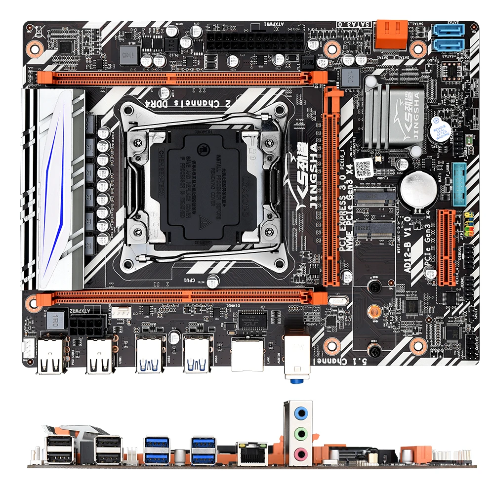 JINGSHA X99 D4 Dual channels Motherboard LGA 2011-v3 E5 v3 CPU, 2*DDR4 DIMM 4*SATA 3 PCI-EX16 / ECC REG namizje pomnilnik z wifi