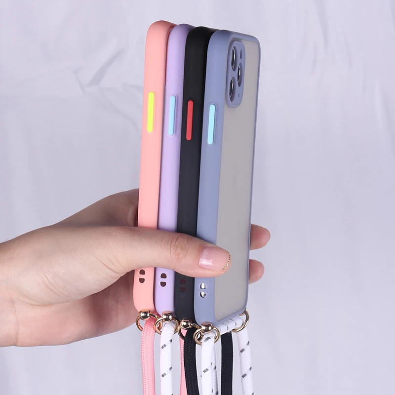 Moda SolidColour Primeru Candy Barve, Mehke Kože, Občutek Visi Vrv Za iPhone 11 Pro 8 8Plus X XS Max 7 7Plus