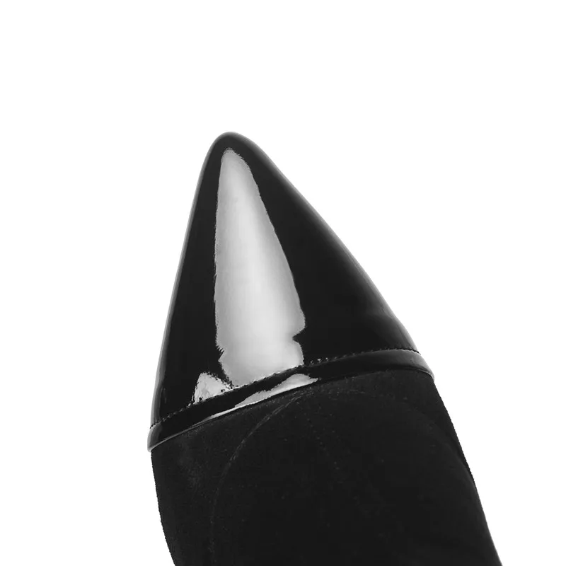 ASUMER 2020 kakovosti Stretch nogavice, čevlji ženske lakasto usnje konicami prstov kača super visoke pete platforma čevlji ženske škornji