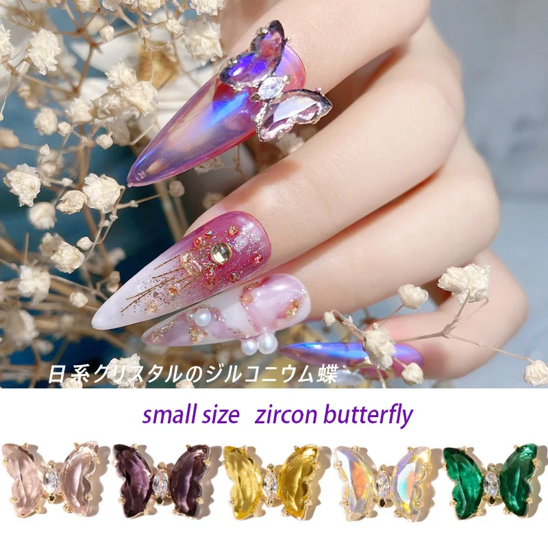 5pcs Japonski slog nail art nakit sije kristalno manjše velikosti metulj cirkon dekoracijo nohtov nail art okras metulja
