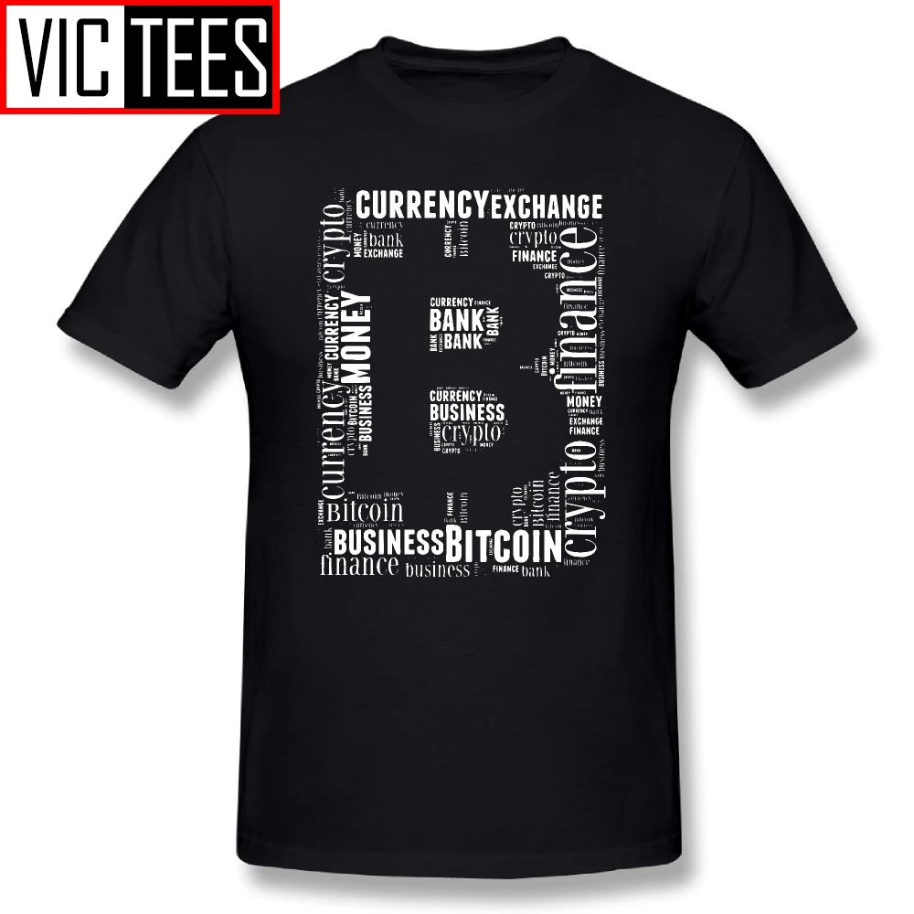 Moške Majice S Kratkimi Rokavi Bitcoin Logotip Word Art Grafike Tee Srajce Najstniških Okrogle Ovratnik T-Shirt Visoke Kakovosti Velike Velikost