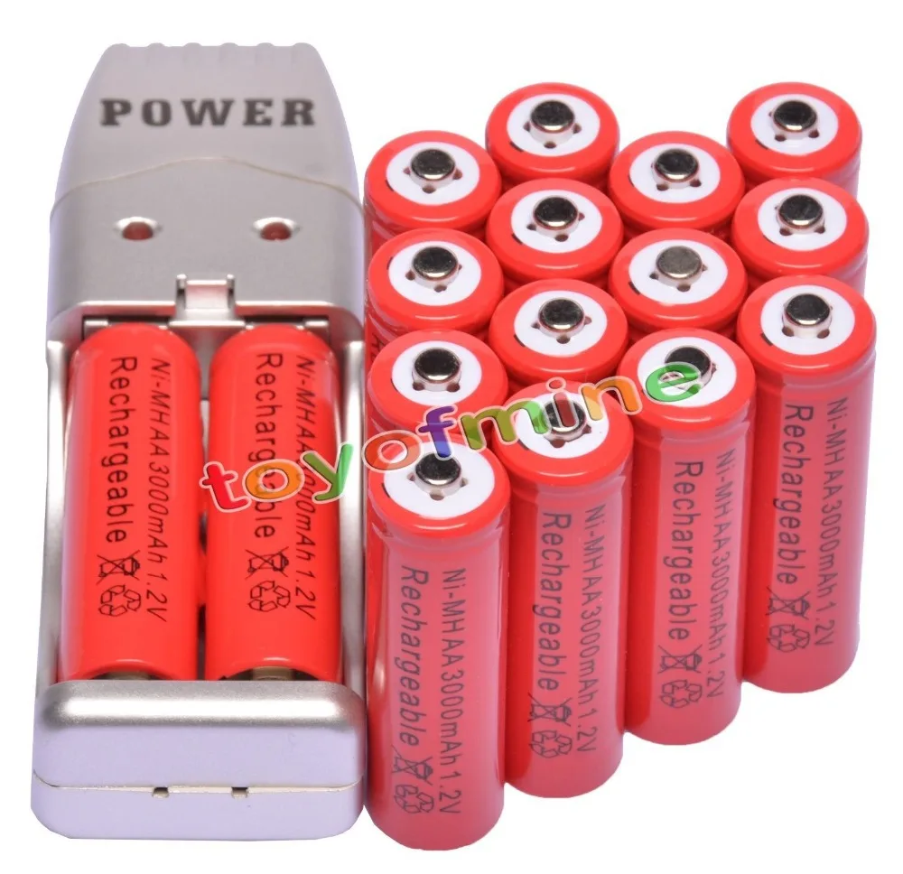 4/8/12/16/20/24pcs AA 2A Rdeče Barve 1,2 V Ni-MH 3000mAh Baterija za ponovno Polnjenje CELIC + USB Polnilec