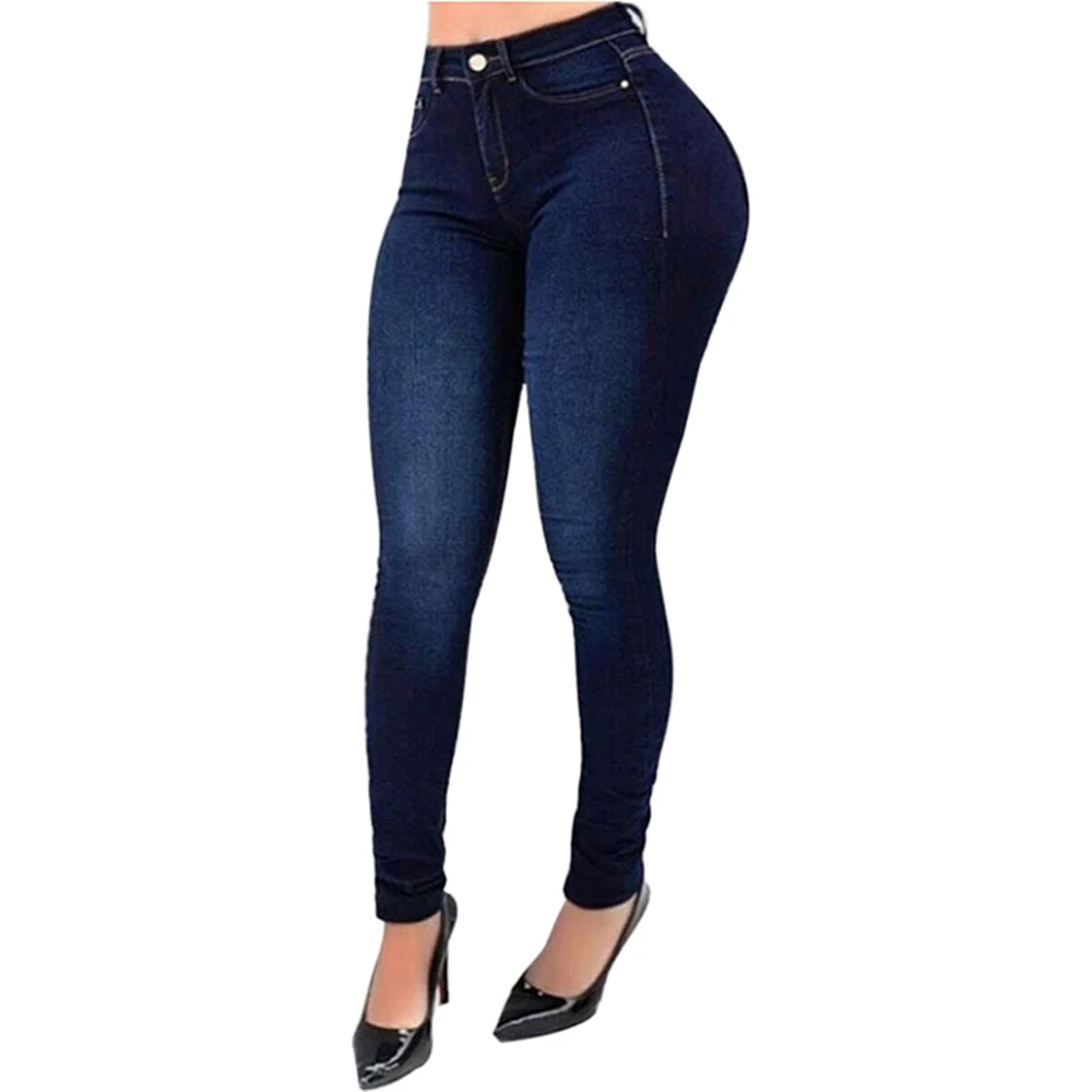 Ženske Jeans Stretch Slim Skinny Jeans Visoko Pasu Žep Traper Hlače Ženske Hlače
