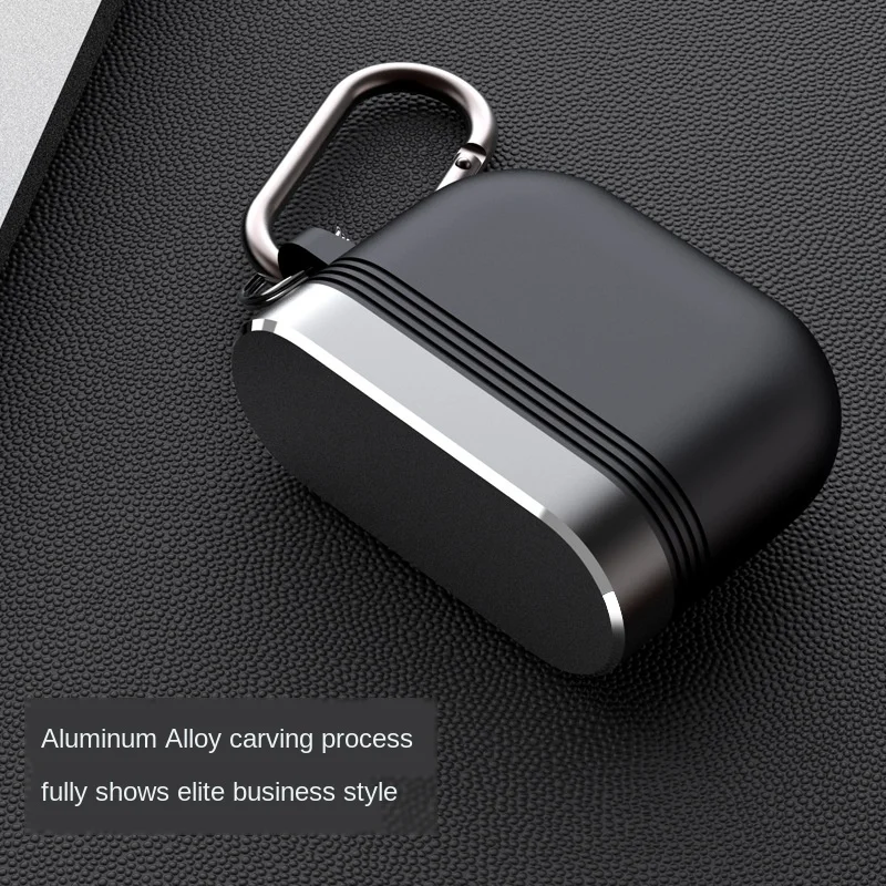 Novo 2v1 Aluminijeve Zlitine Silikonski Slušalke Zaščitni Lupini Primeru za Apple AirPods Pro Mehko Silikonsko Ohišje Pokrov s Kavljem