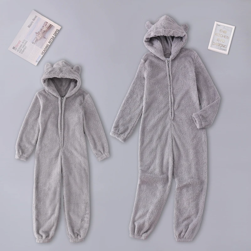 Pozimi Baby Plišastih Sleepwear Toplo Hooded Enem Kosu Jumpsuit Otrok Zadrgo Pižamo Moda Otroci Barva Romper