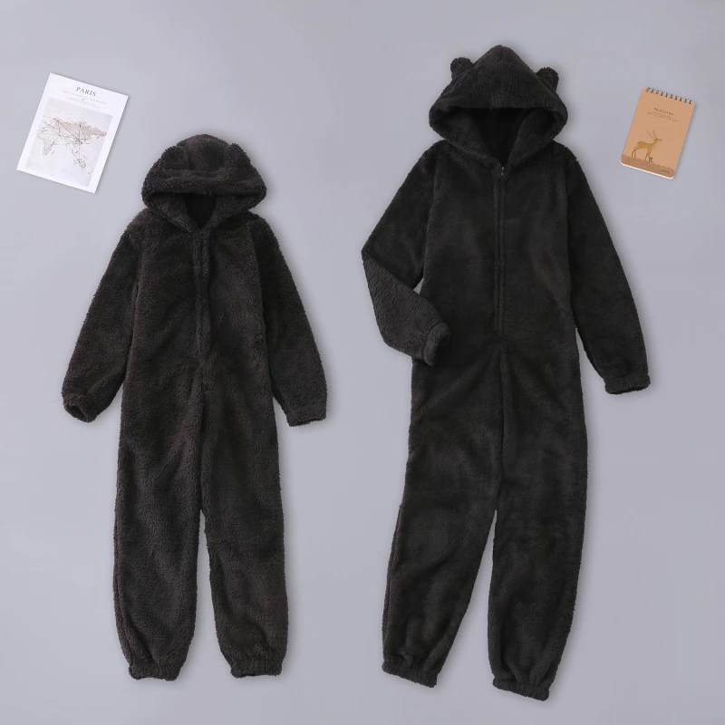 Pozimi Baby Plišastih Sleepwear Toplo Hooded Enem Kosu Jumpsuit Otrok Zadrgo Pižamo Moda Otroci Barva Romper