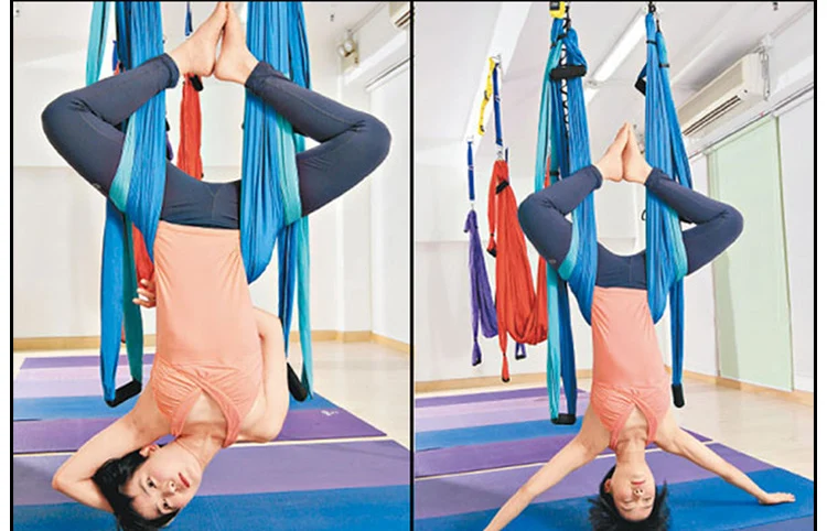 Novo 6 barvno Moč Tlaka joga viseči mreži Inverziji Trapezu Anti-Gravitacije Antenski Vleko Telovadba Joga joga trak Swing set