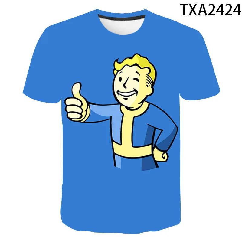 Vault Pes Igranje Video Igre Fallout 76 2 3 4 Tee Vrhovi Majice s kratkimi rokavi Moški Ženske Otroci Priložnostne Modni T-shirt Vault-Tec Fant Dekle Otroci