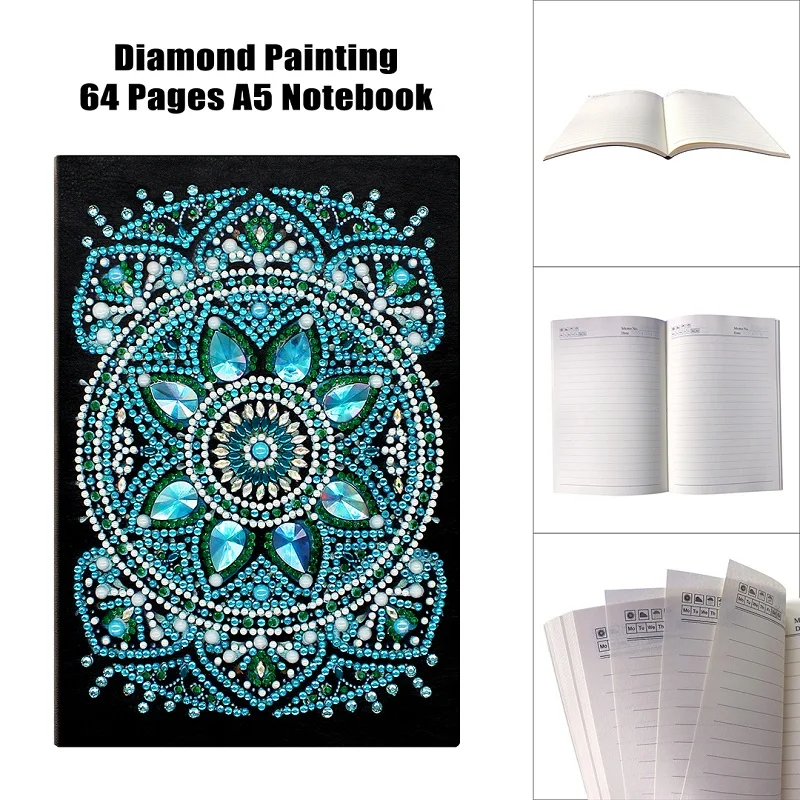 HeeBenor 64Pages Diamond Slikarstvo Zvezek DIY Mandala Posebno Oblikovan Diamond Vezenje Navzkrižno Šiv A6 Notebook Dnevnik Knjiga