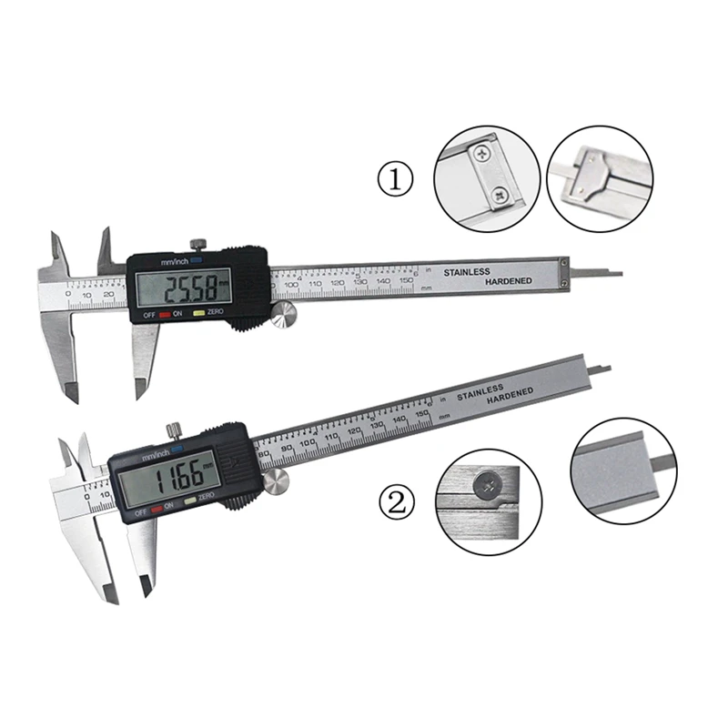 Digitalni Vernier kljunasto merilo 6 Inch 150 mm, iz Nerjavnega Jekla Stabilno Trajne Precis Elektronski Kaliper Mikrometer Globine, Merjenje Orodja