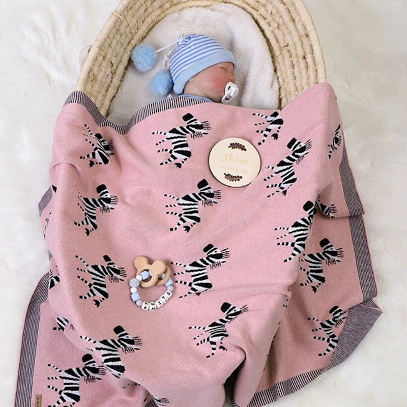 Risanka Zebra prilagojene baby boy odeje baby plesti mehko odejo malčka swaddle odeje couverture bebe coton babydeken