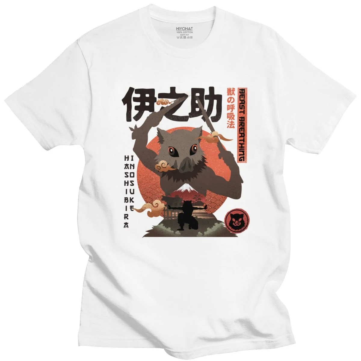 Vintage Inosuke Hashibira Majica, Kratki Rokavi Bombaž Manga Tee O-vratu Poletje Kimetsu Ne Yaiba Tshirt Demon Slayer T-shirt
