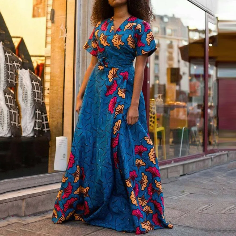 Vintage Ženske Visoko Pasu Obleko Poletje 2020 Afriške Retro Stranka Dolgo Maxi Obleke Haljo Femme Vestiods Split Večerja Obleko