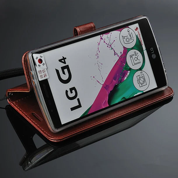 LG4 za LG G4 Primeru Denarnice Reža za Kartico Stent Primerih Konjsko Usnje Vzorec Flip Zaščito Kritje črno Ohišje za LG 4 f in 500 H810 VS999