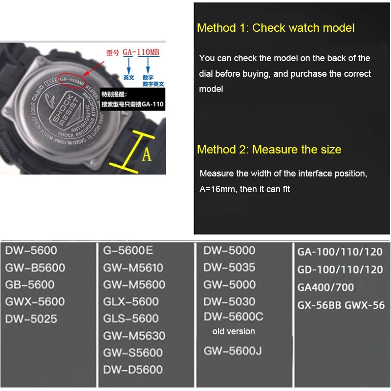 Iz nerjavečega Jekla, nastavek za Casio DW5600 DW5610 GA110 GA120 GD110 GD100 GA2100 GX-56BB watchband spremenjen priključek Dodatki