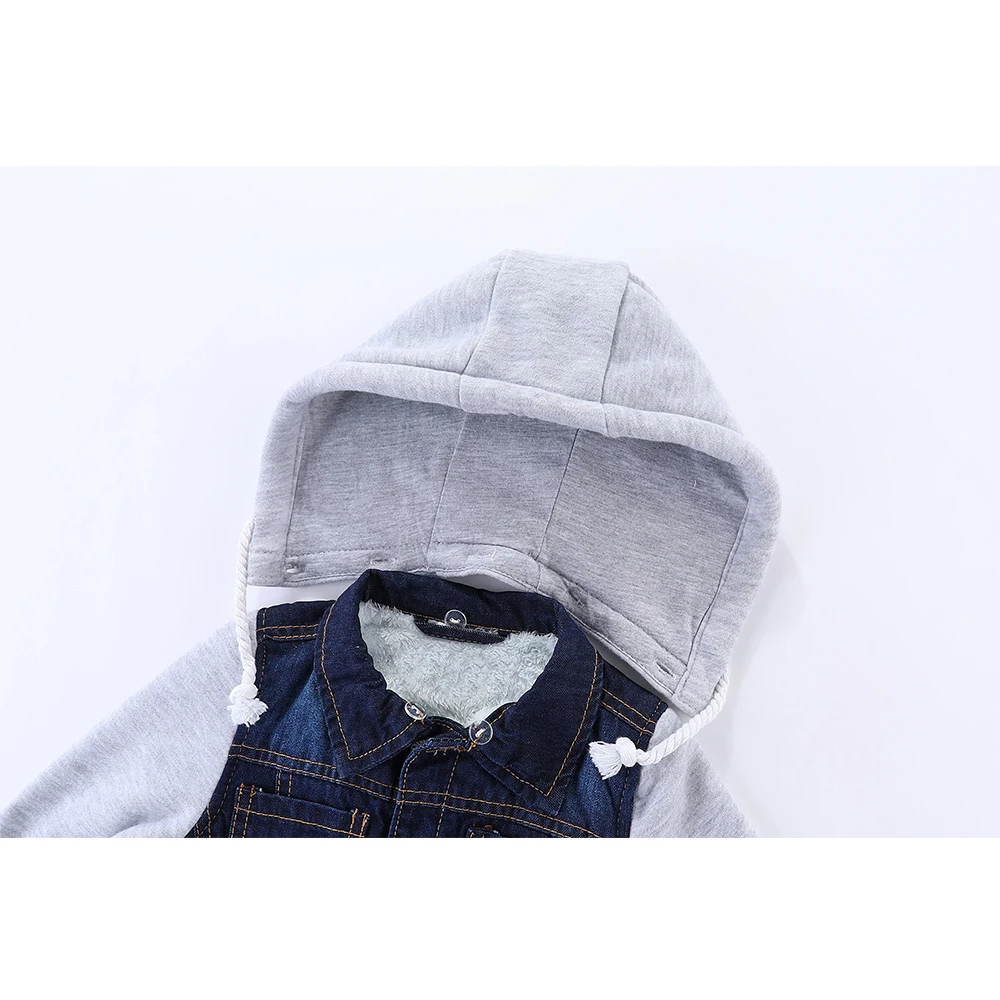 Mudkingdom Zimski Flis Denim Jopiči Za Boy Hooded Lobanje Vzorec Vrhnja Oblačila Windbreaker Baby Otroci Plašči