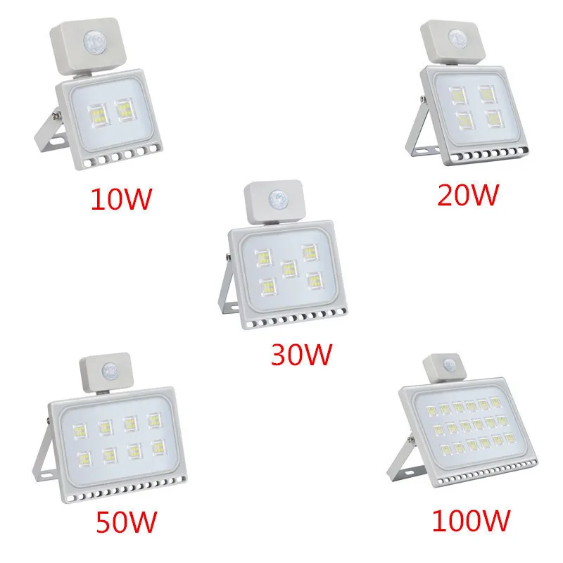 20PCS Ultrathin Senzor LED Žaromet 10W 20W 30W 50 W 100W IP65 110V/220V LED Poplav Svetlobe Pozornosti na Prostem Ulica Svetlobe