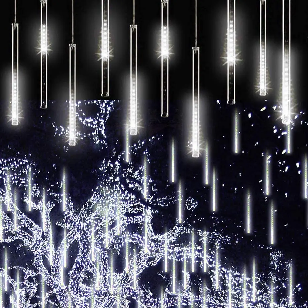 Božič Meteor Tuš Dež Luči, 8 Cevi 30 cm, V Pada Dež Pravljice Niz LED Luči, Počitnice Stranka Domov Zunanji Okras