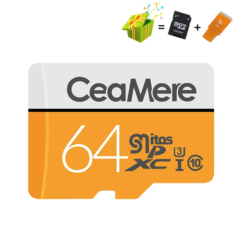 CeaMere Micro SD Kartico 256GB/128GB/64GB UHS-3 32GB/16GB/8GB Class 10 UHS-1 4 GB Pomnilniško Kartico Flash Pomnilnika, Microsd Brezplačno Crad Reader