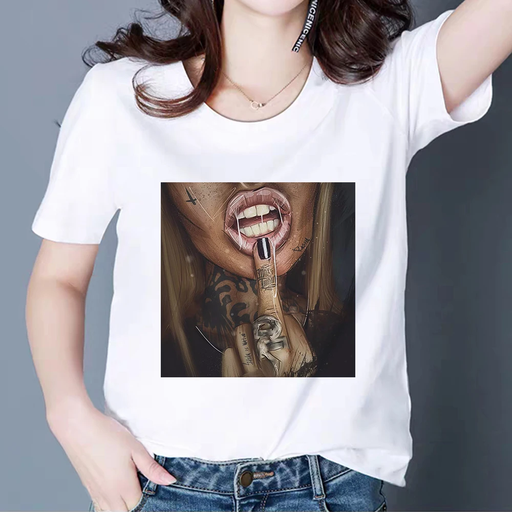 Harajuku T-majice Hipster Melanin Črno Dekle, Ženska T-shirt Femme Osebnost T Shirt Ulične Tee Shirt Modi Tiskanje Vrh