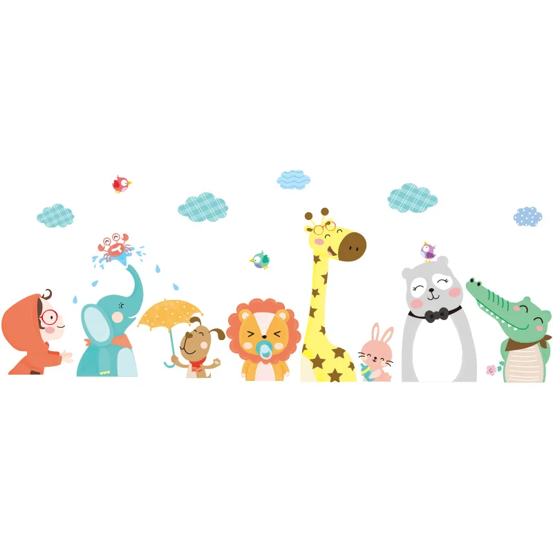 [shijuekongjian] Risanka Živali Stenske Nalepke DIY Medved Oblaki Stenske Nalepke za Otroke Sobe, Otroška Soba Vrtec Hiša Dekoracijo